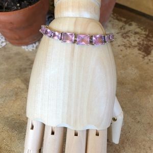 Pretty princess pink glass gemstone bracelet